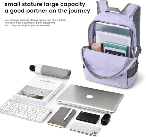Miniatura 5 de G4Free 20L ligera mochila plegable para viajes y senderismo, mochila de senderismo plegable para hombres y mujeres (Lavanda Claro)
