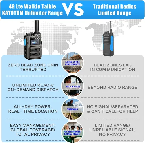 Miniatura 2 de Walkie Talkies de largo alcance ilimitado gratuito de por vida para adultos, radios bidireccionales rápidas 4G LTE PoC de larga distancia