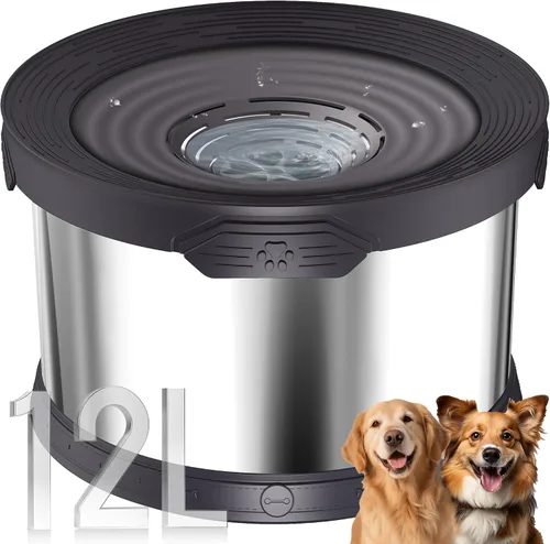Miniatura 17 de UPSKY Cuenco de agua para perros sin derrames 8L acero inoxidable, 2.1 galones gran capacidad cuencos para perros a prueba de derrames