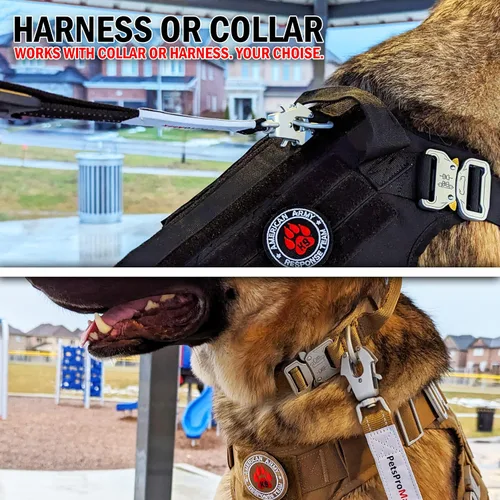 Miniatura 4 de PetsProMax - Correa táctica para perro, correa elástica resistente con clip de metal para cinturón de seguridad de automóvil y hebilla de rana