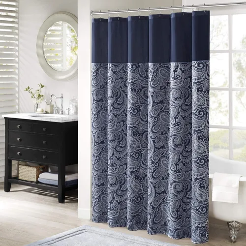 Miniatura 12 de Cortina de regadera Jacquard de poliéster Aubrey Azul