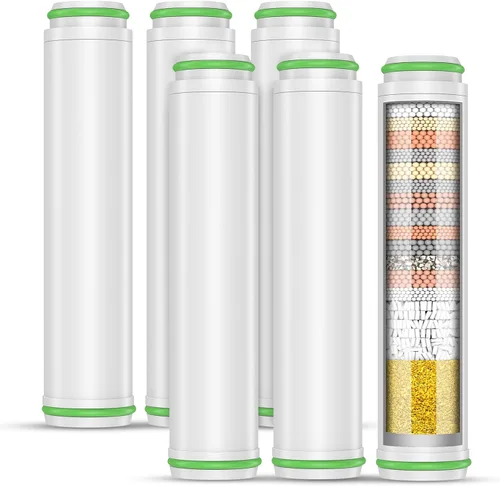 Miniatura 13 de Pweran Filtro de ducha para cabezal de ducha de mano, paquete de 2 filtros de repuesto de 18 etapas para agua dura, elimina cloro y sustancias Blanco