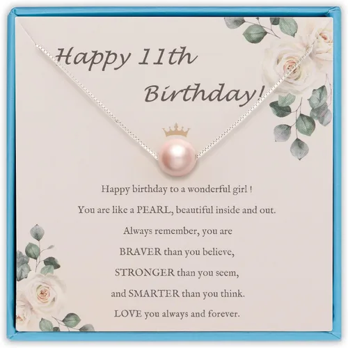 Miniatura 27 de Sereney Regalos de cumpleaños para niñas y mujeres, collar de perlas de plata esterlina como regalo de cumpleaños de 7, 9, 10, 11, 13, 15, 16, 18