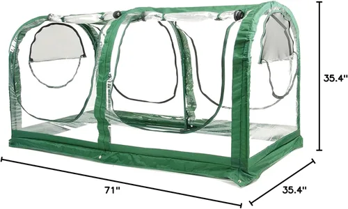 Miniatura 10 de Porayhut Tienda de invernadero portátil, fácil instalación, casa de flores de jardinería y cuarto de sol para plantas con cubierta de PVC, 71" x