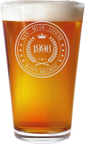 Miniatura 8 de Vaso de pinta grabado vintage de 1996 de 16 onzas – Regalos de feliz cumpleaños 30 para hombres y mujeres, saludos a cumplir 30 años de edad