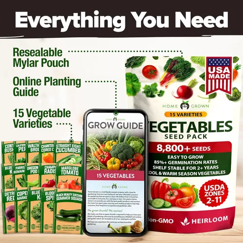 Miniatura 7 de 15 semillas de verduras autóctonas – Más de 7,000 semillas de supervivencia y equipo esencial de preparación de emergencia, semillas de verduras sin