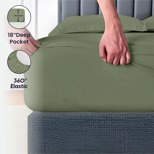 Miniatura 6 de SGI Bedding 108" x 108" Juego de sábanas de 4 piezas de tamaño Alaskan King de 1000 hilos 100% de algodón egipcio - Sábanas de bolsillo profundo