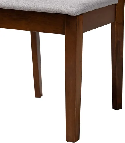 Miniatura 7 de Baxton Studio Genesis - Juego de 2 sillas de comedor, gris/marrón nogal