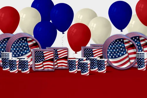 Miniatura 7 de Platos de papel del 4 de julio, juegos de platos desechables del 4 de julio, suministros para fiestas patrióticas de bandera estadounidense, platos