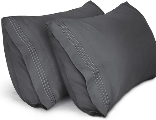 Miniatura 10 de Lirex Fundas de almohada (paquete de 2), fundas de almohada de microfibra cepillada suave de 1800 hilos, lavables a máquina, sin arrugas, Gris