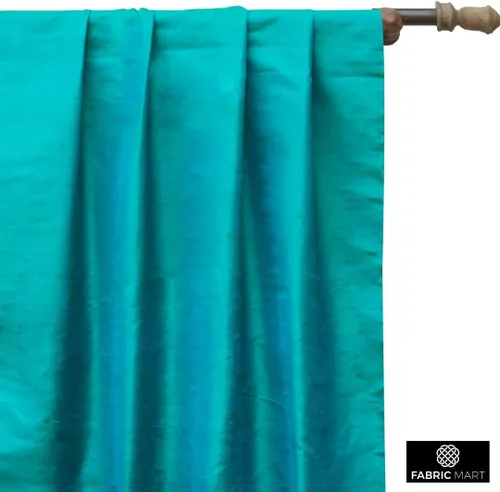 Miniatura 5 de Fabric Mart Direct Tela Dupioni de seda azul, turquesa por el patio, 1 yarda 41 pulgadas de ancho Slubbed Dupioni Silk Solid Color Azul Combinación