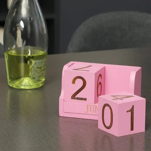 Miniatura 7 de Calendario de escritorio de madera, bloques de calendario de escritorio para profesores, bloque de fecha perpetuo de oficina, decoración de Rosa