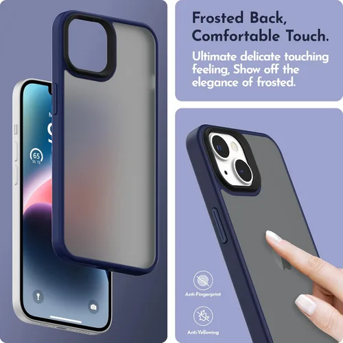 Miniatura 5 de Funda compatible con iPhone 14 con protector de pantalla, cuerpo completo, a prueba de golpes, con protector de cámara, translúcido mate, funda