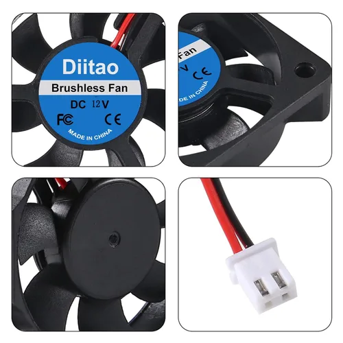 Miniatura 3 de Ventilador de refrigeración CC sin escobillas de 12 V 5010 de 1.969 x 1.969 x 0.394 in, ventilador de flujo de aire silencioso sin escobillas