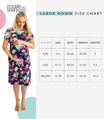 Miniatura 6 de DOUBLE THE SPRINKLES Labor & Delivery Gown - Maternity Birthing Robe for Moms - Comfortable Nursing & Feeding Access
