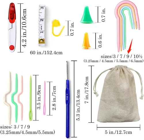 Miniatura 4 de EXQUISS Juego de agujas de tejer de bambú, 18 pares de agujas circulares de madera con tubo de plástico colorido, herramientas de tejido incluidas