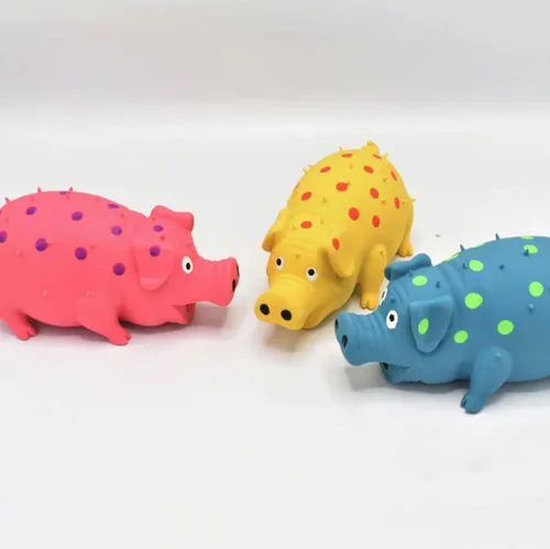 Miniatura 5 de Juguetes para perros Squeaky Pig - Paquete de 2 juguetes para perros que gruñen gruñidos para perros pequeños, medianos y grandes, juguete