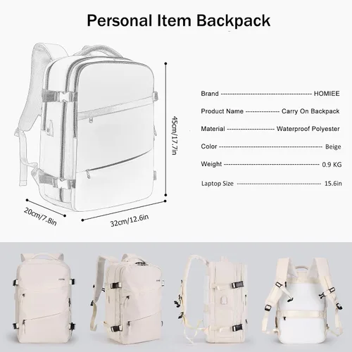 Miniatura 9 de HOMIEE Spirit Airlines - Mochila de viaje de 18 x 14 x 8 pulgadas, bolsa para artículos personales, equipaje de mano debajo del asiento, aprobada