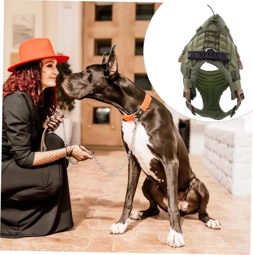 Miniatura 7 de POPETPOP Chaleco pequeño arnés para perro pequeño arnés para cachorro chaleco de trabajo arnés de entrenamiento para perros chaleco de pastor alemán