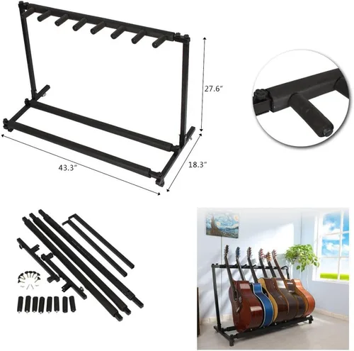 Miniatura 2 de Soporte de estante triple plegable para bajo de guitarra múltiple para 7