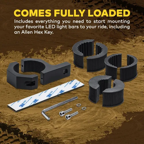 Miniatura 6 de LAMPHUS Kit de montaje para barra de luz todoterreno ATV UTV, abrazadera de manubrio, abrazadera de tubo, barra horizontal [1/1.5/1.75/2 pulgadas]