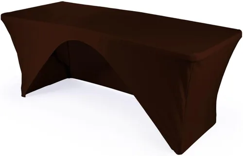 Miniatura 4 de LA Linen Mantel de elastano con respaldo abierto para mesa rectangular de 6 pies, 72 x 30 x 30 pulgadas, color negro