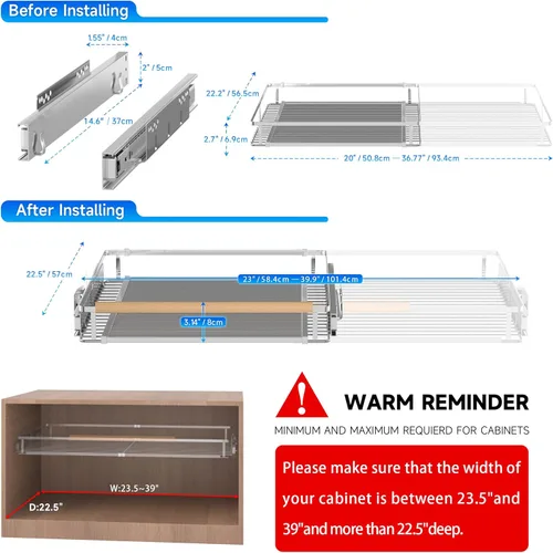 Miniatura 2 de Organizador de gabinete extraíble, estantes enrollables de metal de acero resistente para armarios de cocina, estantes extraíbles ajustables
