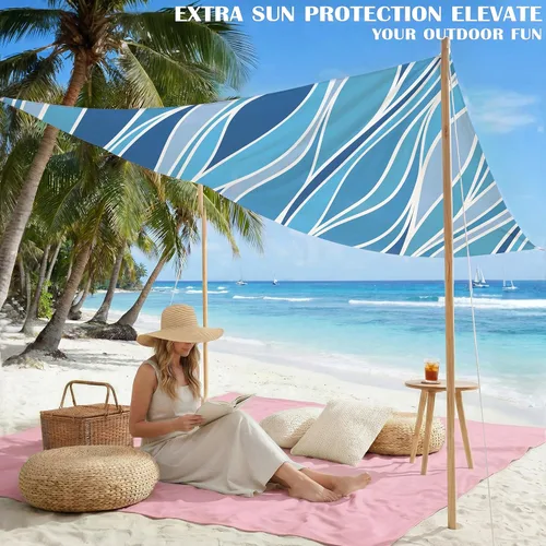 Miniatura 140 de Famstar Beach Blanket Oversized Extra Large 78"X81"/10'X9',Waterproof Sandproof Beach Blanket 2-8 Adults Lightweight Durable for Travel Camping