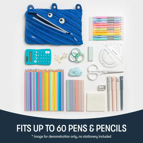 Miniatura 4 de ZIPIT Estuche para lápices Monster para niños, bonita bolsa de 3 anillas para niños, niñas y adolescentes, bolsa de papelería para la escuela