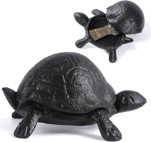 Miniatura 12 de Notakia Ocultador de llaves de tortuga de hierro fundido para decoración de jardín, ocultar un llavero para llaves, joyas y baratijas, caja