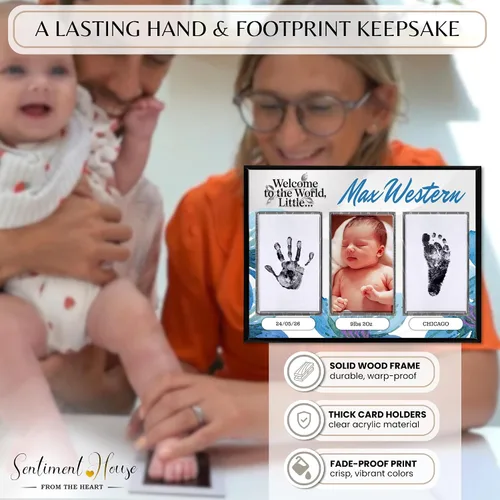 Miniatura 6 de Kit de manos y huellas sin tinta, placa de recuerdo de bebé y regalos de baby shower, ideal como regalo de mamá, marcos de fotos de guardería, kit