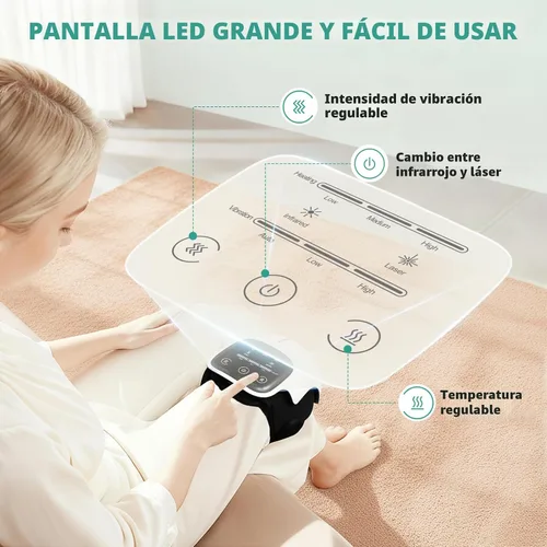 Miniatura 5 de Medcursor - Masajeador de rodilla, masajeador de rodilla calentado inalámbrico con 3 niveles de calentamiento, 3 modos de vibración, pantalla LED