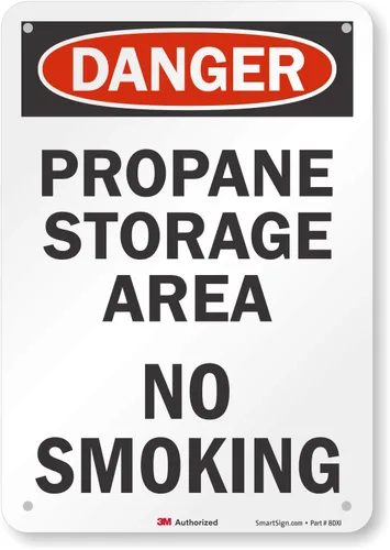 Miniatura 3 de SmartSign - U9-2344-NA_10x14 "Danger - Área de almacenamiento de propano, no fumar" Letrero Aluminio 10" x 14" Negro/Rojo sobre Blanco