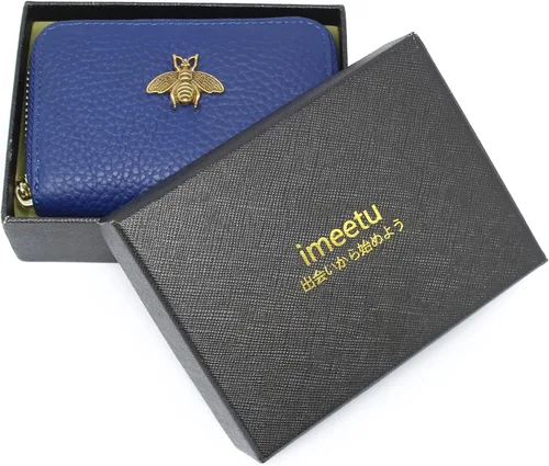 Miniatura 2 de imeetu - Tarjetero de cuero con cremallera y contra identificación por radiofrecuencia (RFID) pequeño, cartera para mujer