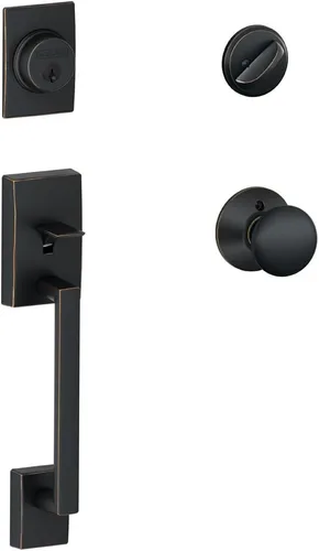 Miniatura 11 de Schlage F60 CEN 622 LAT CEN Century - Juego de manijas de entrada delantera con palanca Latitude, acero aleado, cerrojo con llave de 1 lado, negro