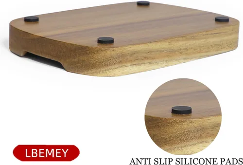 Miniatura 5 de Soporte de cuchara de madera de acacia de 5.9 pulgadas para estufa, soporte rectangular liso para cuchara de madera para encimera de cocina con pies