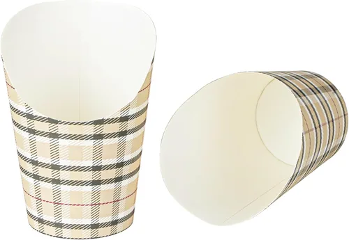 Miniatura 20 de Restaurantware Bio Tek - Recipientes de papas fritas de 12 onzas, 100 tazas desechables de charcutería, diseño inclinado, redondo, a rayas