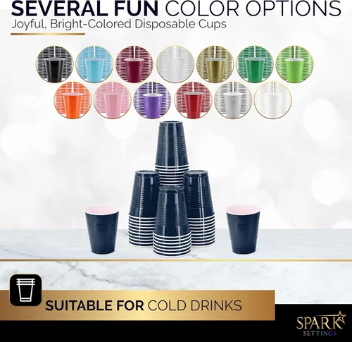 Miniatura 2 de Amcrate Vasos desechables, vasos de plástico azul marino de 18 onzas para fiestas, fuertes y resistentes para boda, Navidad, Halloween, paquete de 50