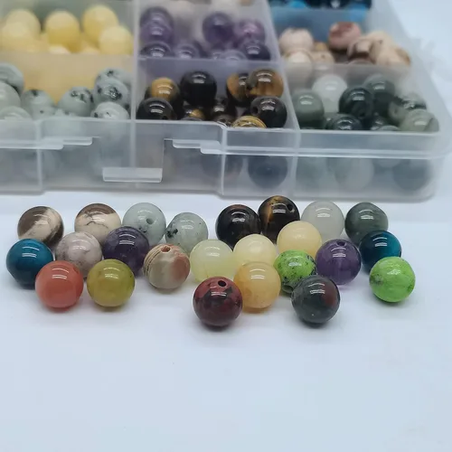Miniatura 6 de 252 piezas de cuentas de piedra redondas naturales de 0.31 pulgadas, cuentas de piedras preciosas sueltas, tamaño del agujero de 0.039 pulgadas
