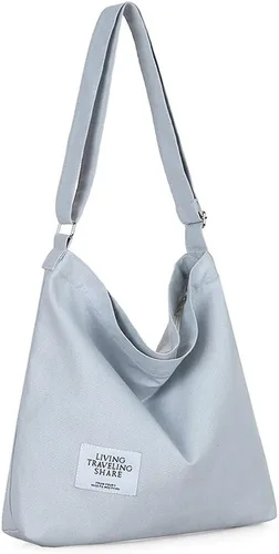 Miniatura 169 de Covelin - Bolsa de hombro informal de lona para mujer, estilo bohemio y retro, bolsa de mano, bolso cruzado, tamaño grande