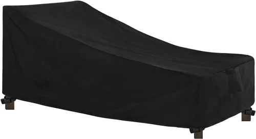 Easy-Going Funda Impermeable para Tumbona de Patio Resistente a Rayos UV Fundas para Tumbonas de Exterior con Costuras Selladas con Cinta (1 Negro