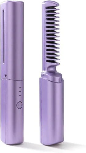 Mini alisador de pelo recargable, mini alisador de pelo de viaje 2 en 1, alisador de pelo portátil inalámbrico recargable USB-c (morado, 1 unidad)