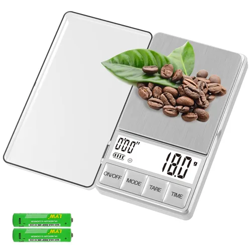 WEIGHTMAN Báscula de café pequeña con temporizador, báscula de café expreso con temporizador de 1000 x 0.00 oz, mini báscula de alimentos con