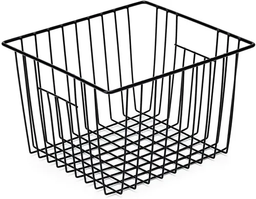Miniatura 7 de SANNO Cestas de almacenamiento de alambre para congelador, cestas de almacenamiento de metal para el hogar, cesta organizadora para despensa, Negro