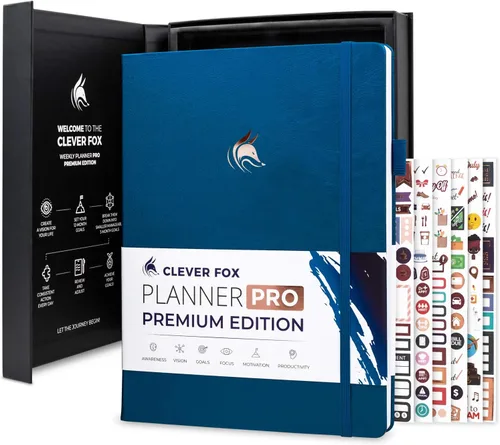 Miniatura 8 de Clever Fox Planner Pro Premium - Lujosa agenda semanal y mensual con organizador de presupuesto para productividad y objetivos, sin fecha, A4