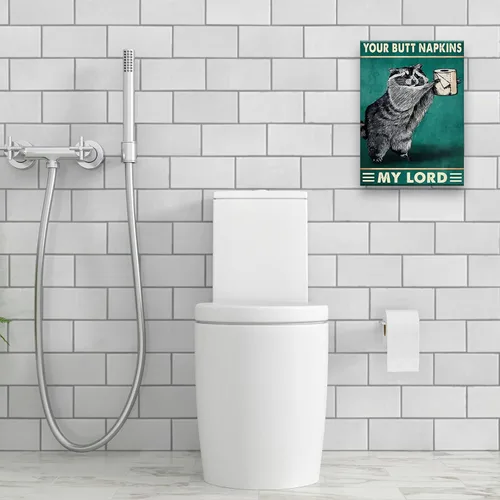 Miniatura 3 de Busmko Divertida decoración de baño con la servilleta de mi manteca de cerdo, mapache de animales, impresiones artísticas de pared, cuadros