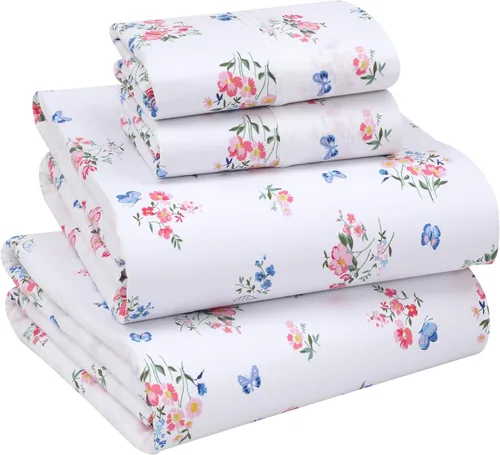 Miniatura 11 de RUVANTI Juego de sábanas divididas tamaño King de 100 % algodón para cama ajustable, 5 piezas, ropa de cama de tejido de percal suave y Guisante