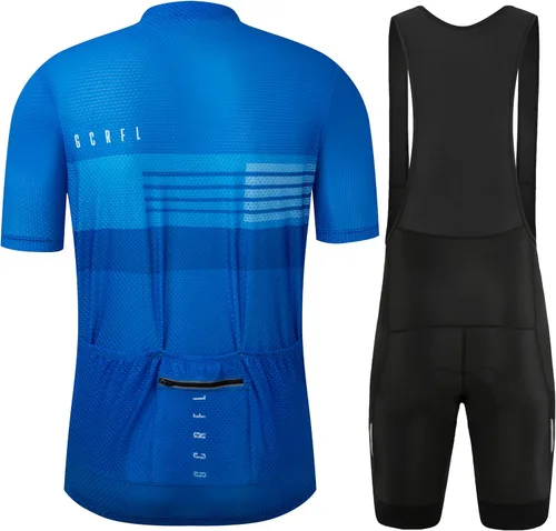 Miniatura 27 de GCRFL Conjunto de camiseta de ciclismo para hombre, camiseta ligera para ciclismo de carretera, pantalones cortos con bolsillos acolchados