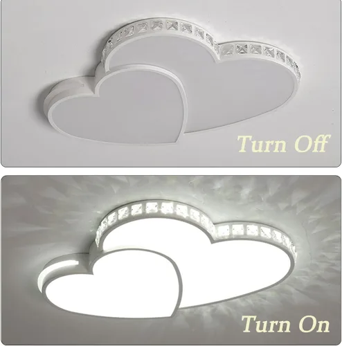 Miniatura 5 de Gdrasuya10 Lámpara de techo LED de cristal en forma de corazón, moderna lámpara de techo de montaje empotrado de cristal romántica para sala