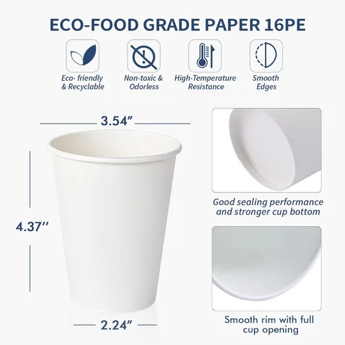 Miniatura 3 de Turbo Bee Tazas de papel desechables de 12 onzas, paquete de 270 tazas de café de papel, tazas desechables para bebidas calientes 270pack-12oz